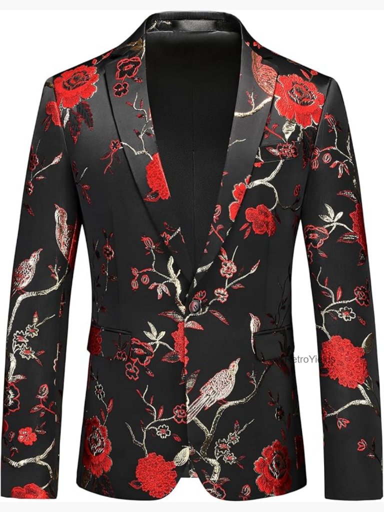 Metallic Jacquard Blazer Slim Fit Elegant Tuxedo Suit Jacket